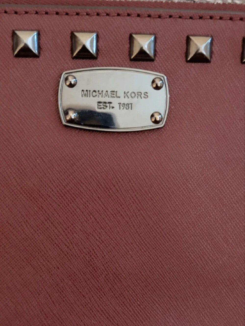 Michael Kors Red Leather Studded Wristlet